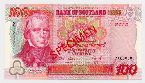 Hundred-pound Note (Specimen: Bank of Scotland)