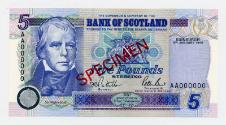 Five-pound Note (Specimen: Bank of Scotland)