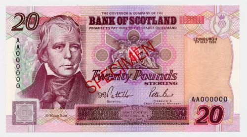 Twenty-Pound Note (Specimen: Bank of Scotland.)