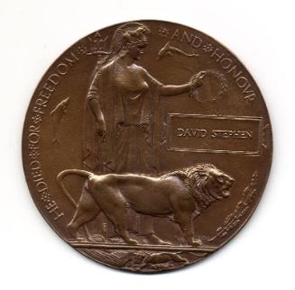 World War 1 Memorial Plaque for David Stephen