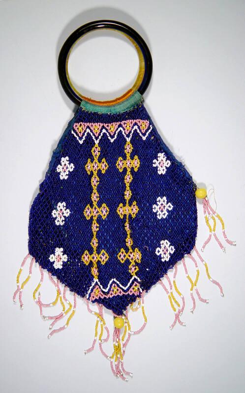 Blue Beadwork Bag with Handles