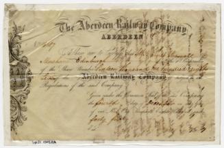 Share Certificate, Aberdeen Railway Company