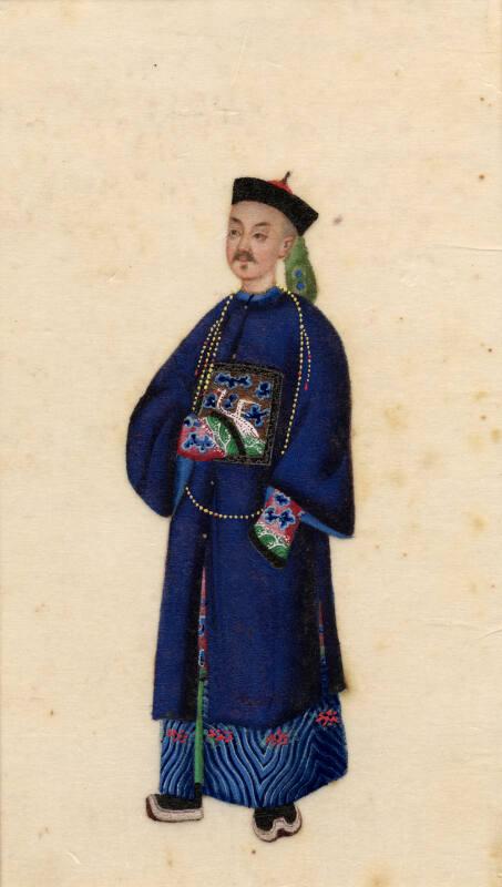 Man In Dark Blue Robe With Bird On Front by unknown artist 