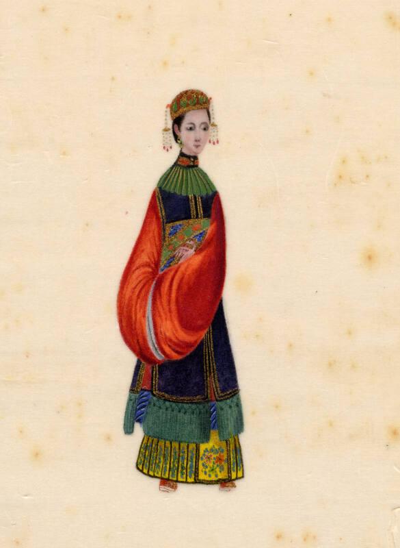 Lady In Robe With Wide Orange Sleeves by unknown artist