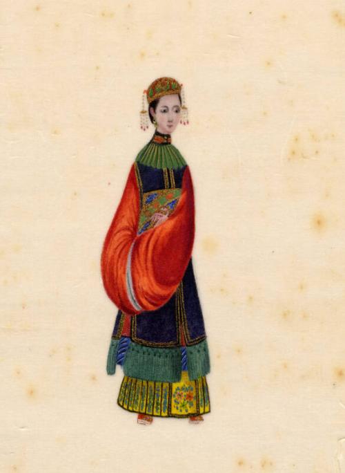 Lady In Robe With Wide Orange Sleeves by unknown artist