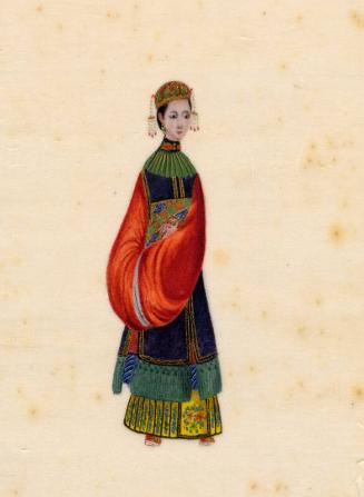 Lady In Robe With Wide Orange Sleeves by unknown artist