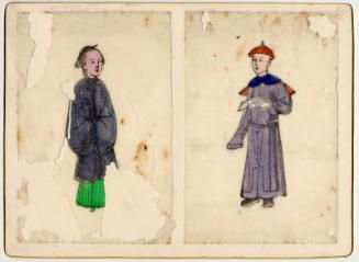 Card with Colour Drawing of Characters in Japanese Costume, possibly produced by Duthie Family