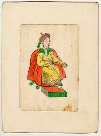 Card with Colour Drawing of Characters in Japanese Costume, possibly produced by Duthie Family