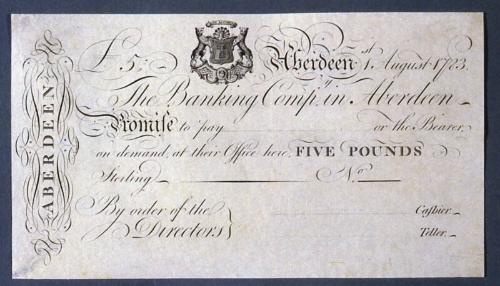 Proof Five-pound Note (Banking Company in Aberdeen)