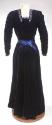 Deep Navy Blue Velvet Dress with Embroidered Detail