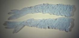 Blue Chiffon Bridesmaids Gloves