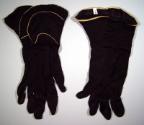 Ladies Short Black Gauntlet Gloves (White Trim)