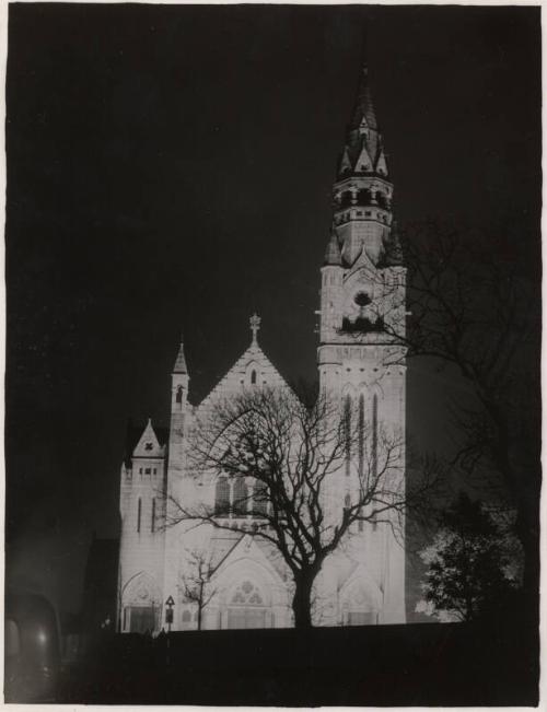 Queen's Cross Church Floodlit by Gas for Coronation