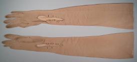 Ladies Long Beige Leather Gloves