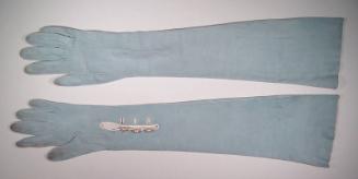 Ladies Pale Blue Suede Long Gloves