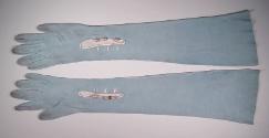 Ladies Pale Blue Suede Long Gloves