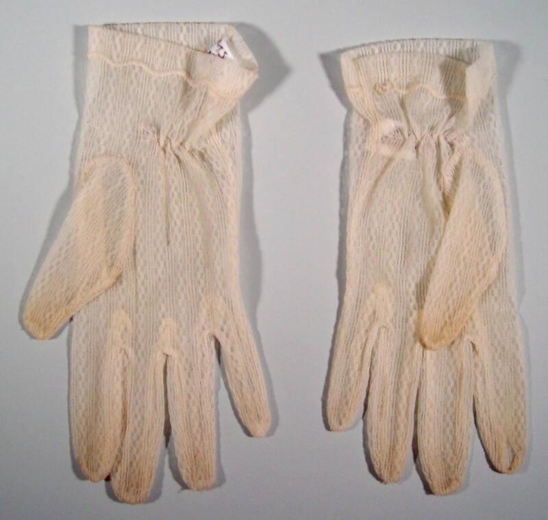 Girls White Manmade Gloves