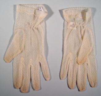 Girls White Manmade Gloves