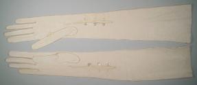 Long Ivory Leather Evening Gloves