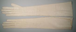 Long Ivory Leather Evening Gloves