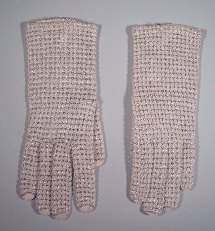 Ladies Silver Lurex Evening Glove