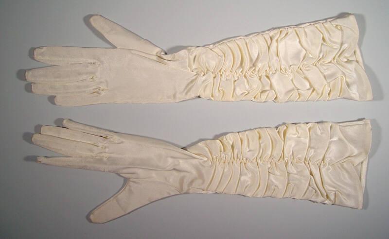 Long White Ruffled Gloves