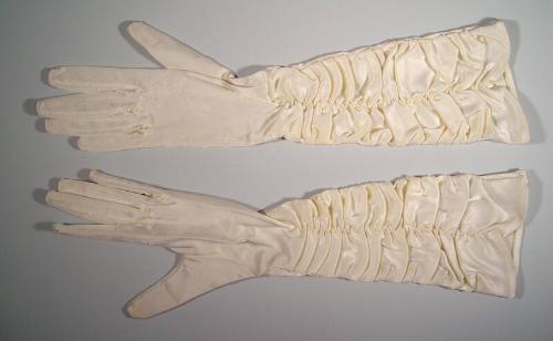 Long White Ruffled Gloves