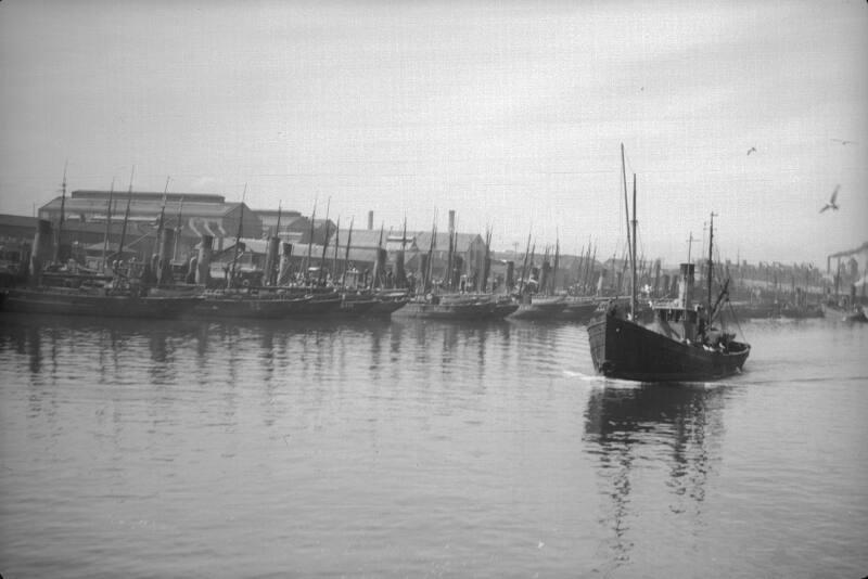 Harbour View - Albert Bason with steam trawlers