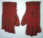 Pair of Red and Green Wool Fishermen's Gloves