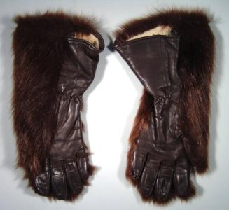 Brown Fur and Leather Gloves