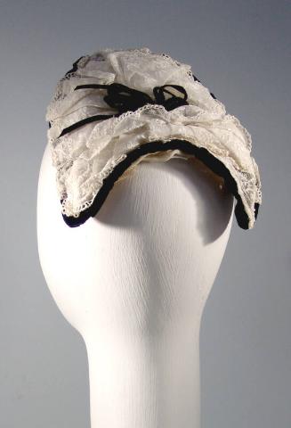 White Lace and Black Velvet Skull Cap