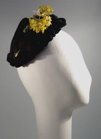 Velvet Bonnet with Flower Trim