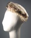 Ivory Silk Hat Trimmed with Lace and Silk Flowers