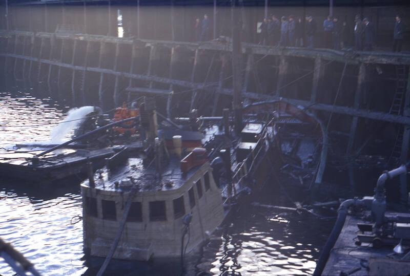 trawler Strathallan partially sunk in Aberdeen harbour