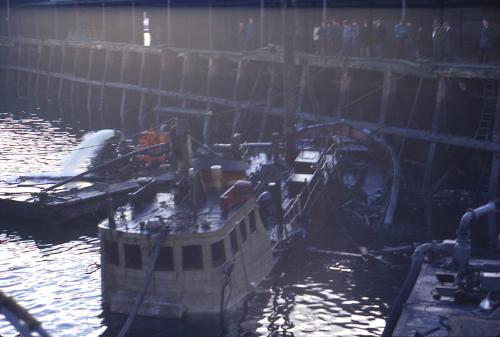 trawler Strathallan partially sunk in Aberdeen harbour