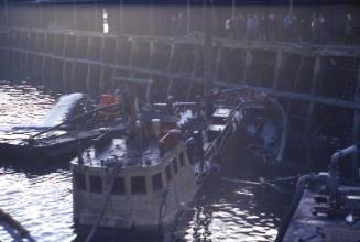trawler Strathallan partially sunk in Aberdeen harbour
