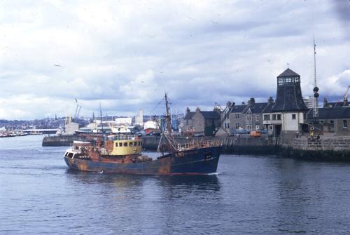 trawler Grampian Hill leaving Aberdeen harbour