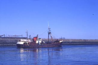 unidentified trawler leaving Aberdeen harbour