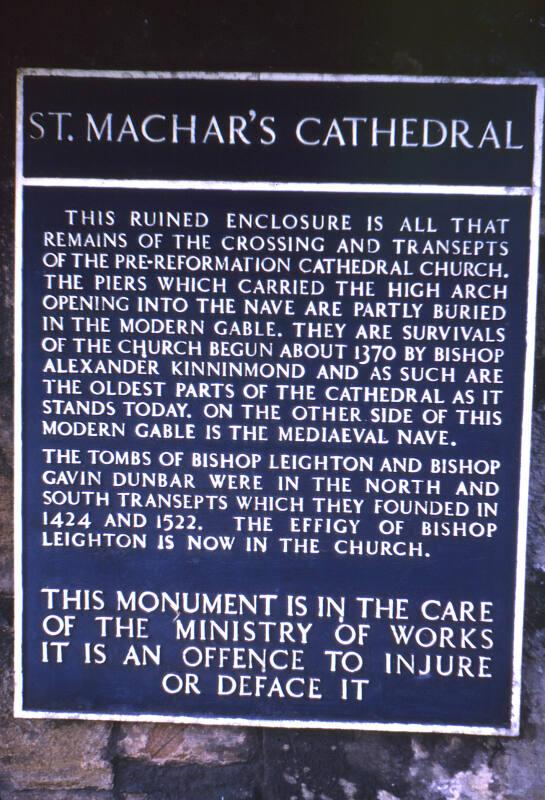 Plaque St Machar Cathedral Old Aberdeen
