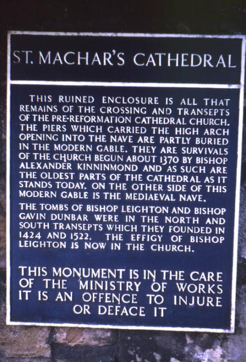 Plaque St Machar Cathedral Old Aberdeen