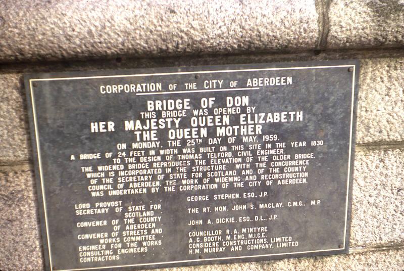 Plaque on Parapet of Bridge of Don