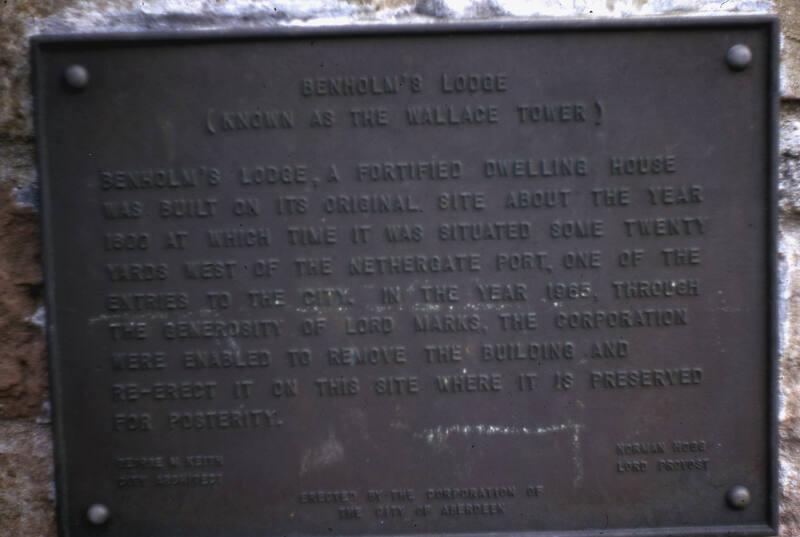 Plaque on Wallace Tower, Tillydrone