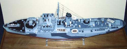 Model of the Flower Class corvette HMS Bluebell, built by Captain J Douglas Stewart M N