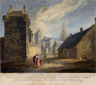 Archiepiscopal Palace And Cathedral. Glasgow. As They Stood In The Year 1790 by J Swan