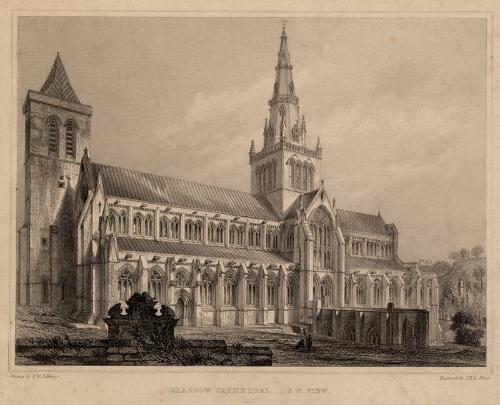 Glasgow Cathedral, Southwest View engraved by John Henry Le Keux