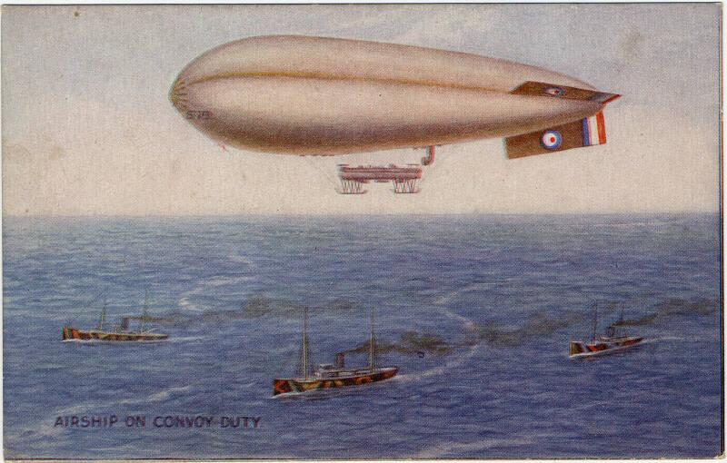 Airship On Convoy Duty - Postcard