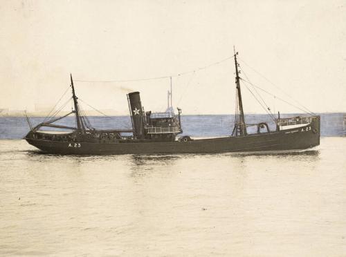 Photograph in album showing John Lewis built vessel Loch Carron