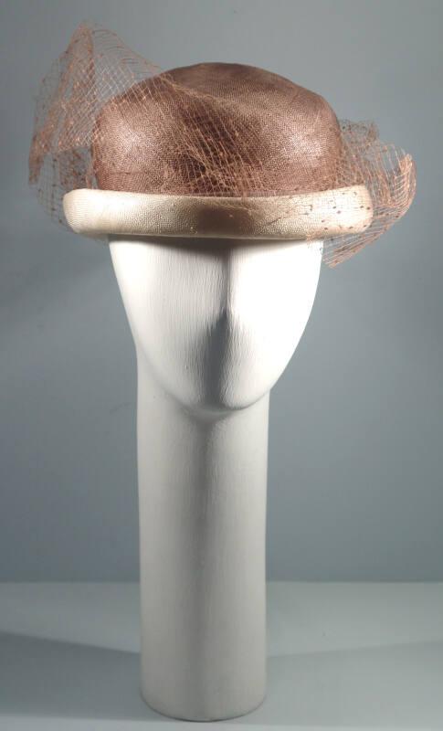 Ladies Taupe Net Trim Hat