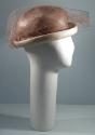 Ladies Taupe Net Trim Hat