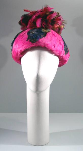 Ladies Pink and Blue Feather Hat